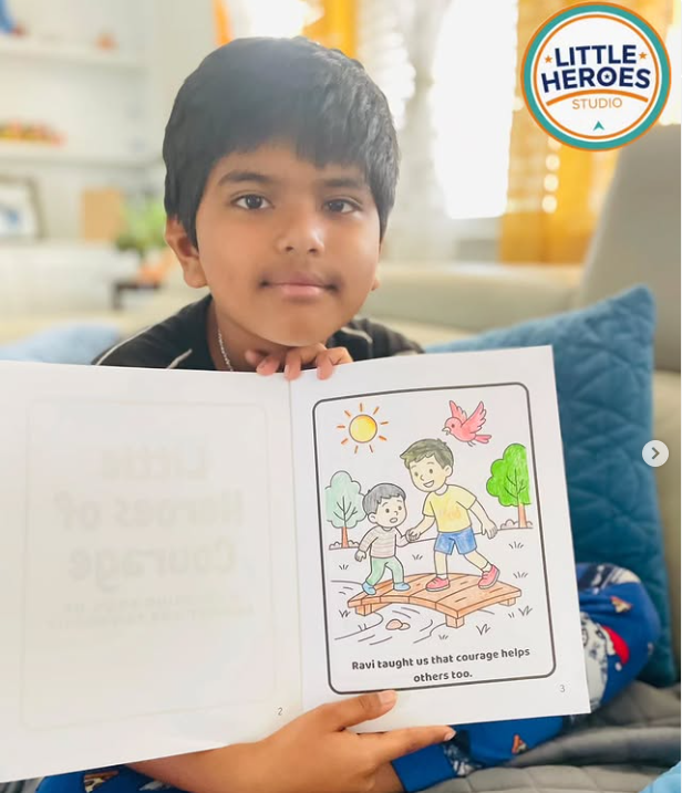 A little hero with their personalised book